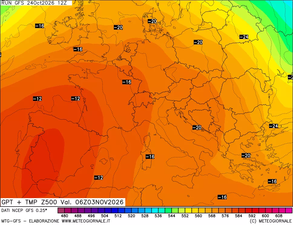 mappa 500 hPa GPT + Temp