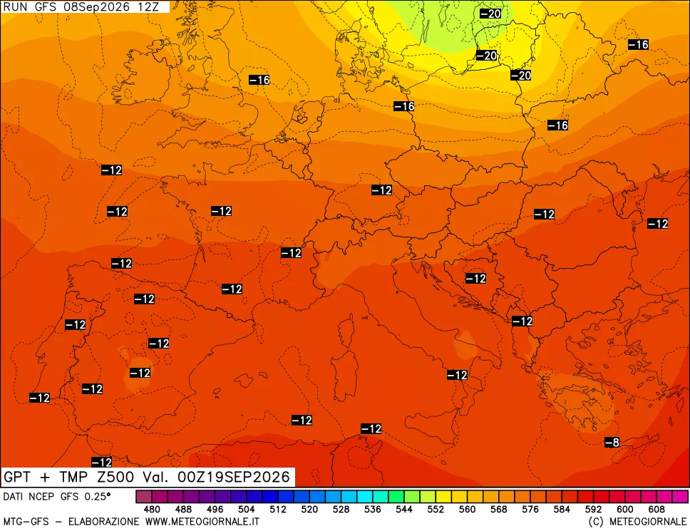 mappa 500 hPa GPT + Temp