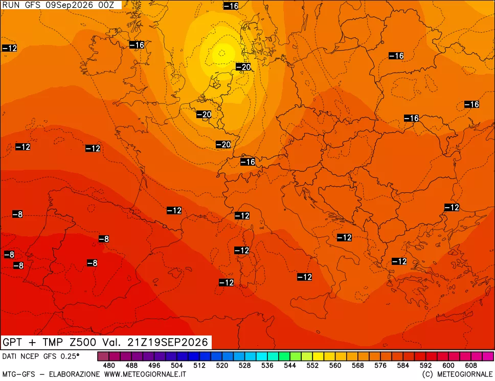 mappa 500 hPa GPT + Temp