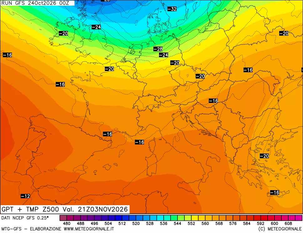 mappa 500 hPa GPT + Temp