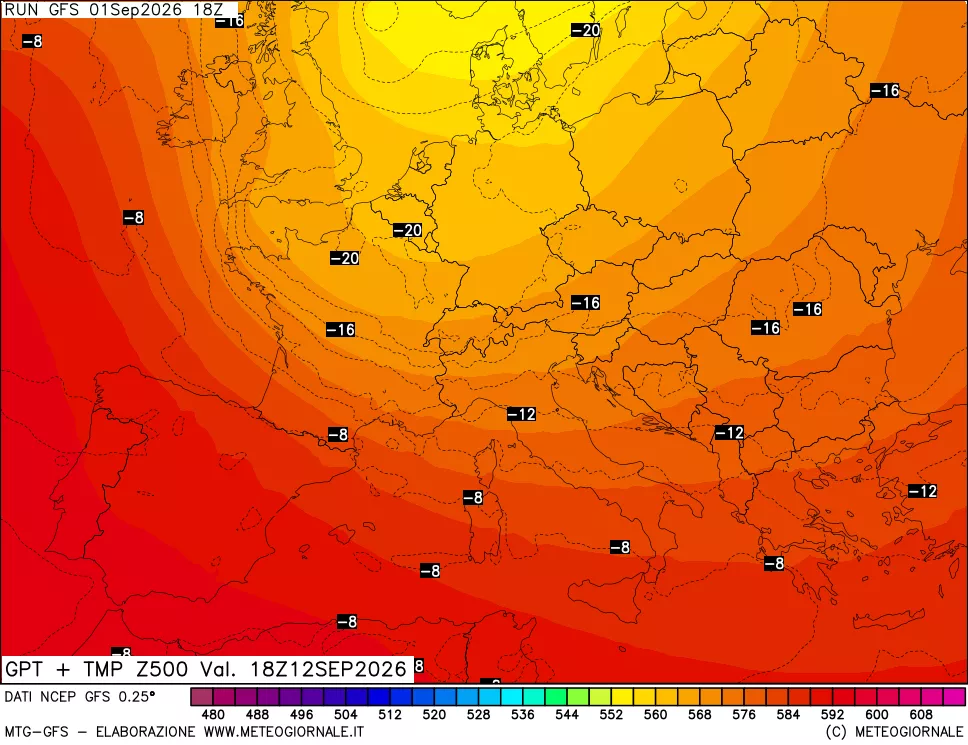mappa 500 hPa GPT + Temp