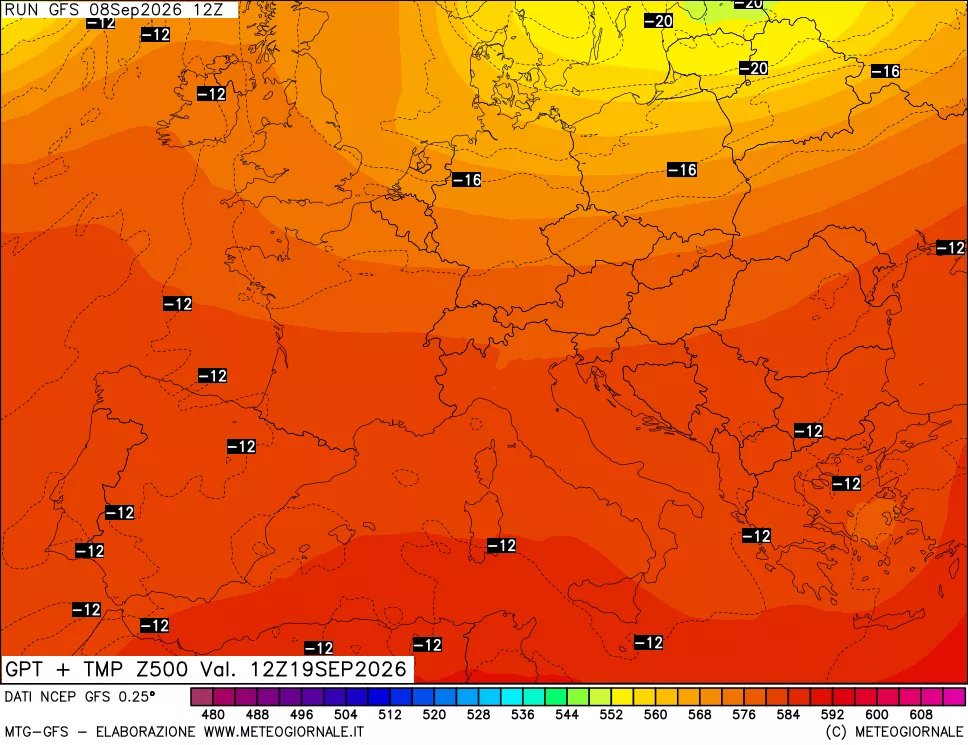 mappa 500 hPa GPT + Temp