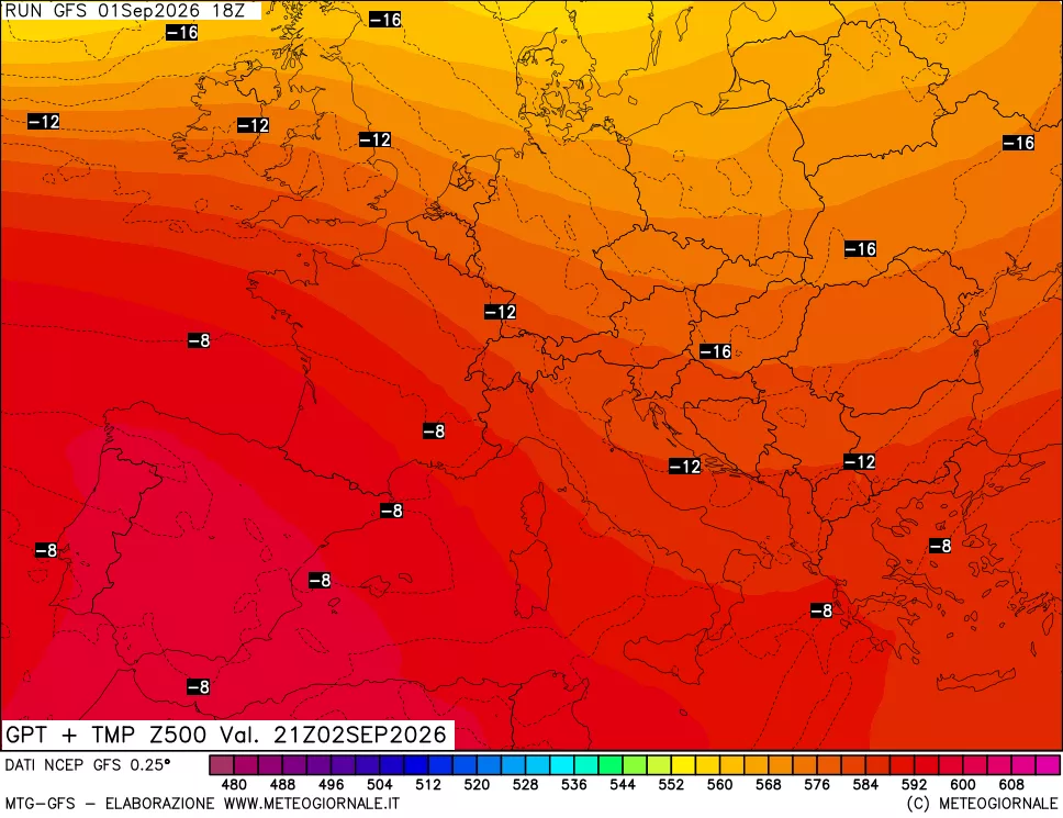 mappa 500 hPa GPT + Temp