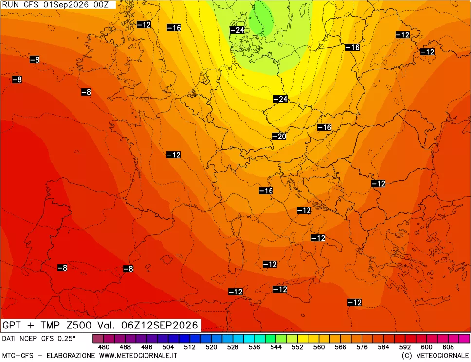 mappa 500 hPa GPT + Temp