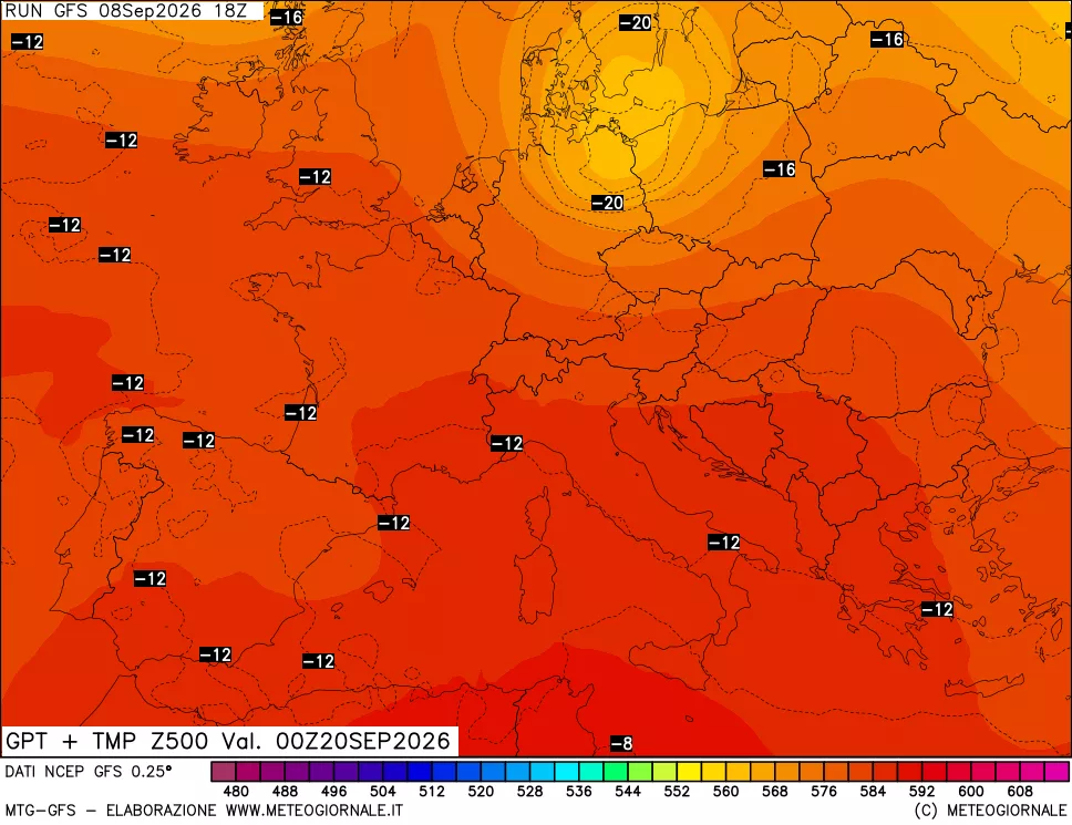 mappa 500 hPa GPT + Temp