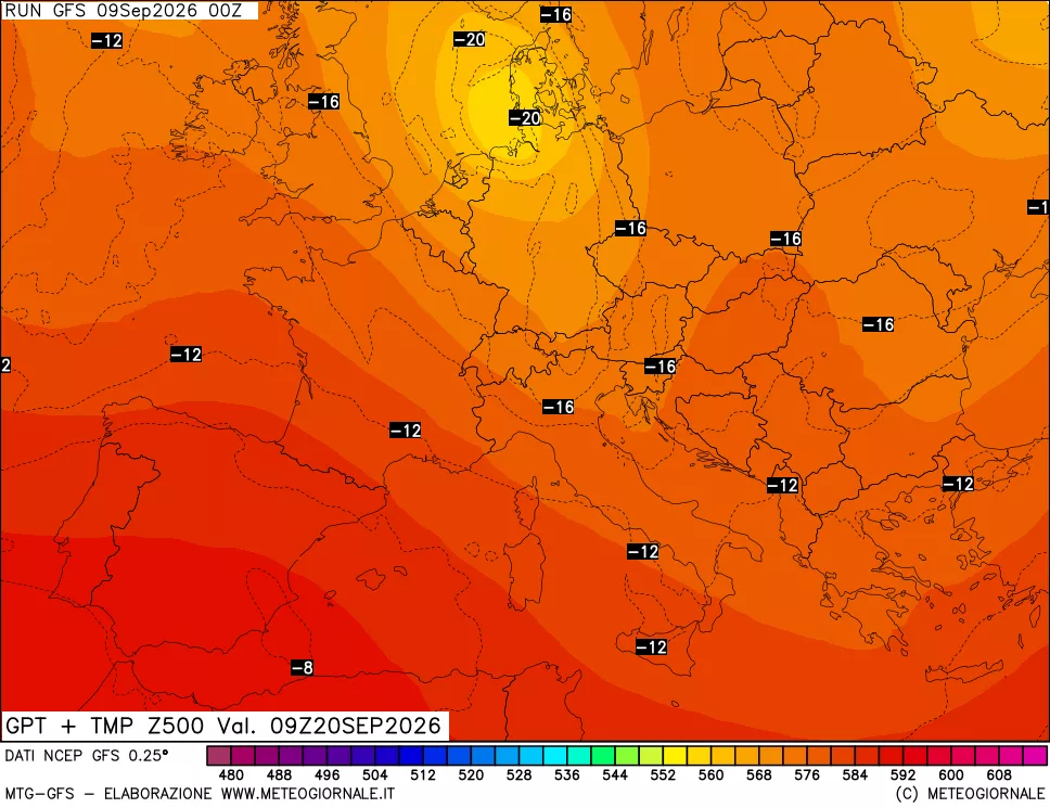 mappa 500 hPa GPT + Temp