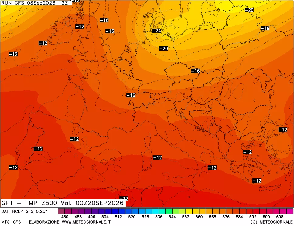 mappa 500 hPa GPT + Temp