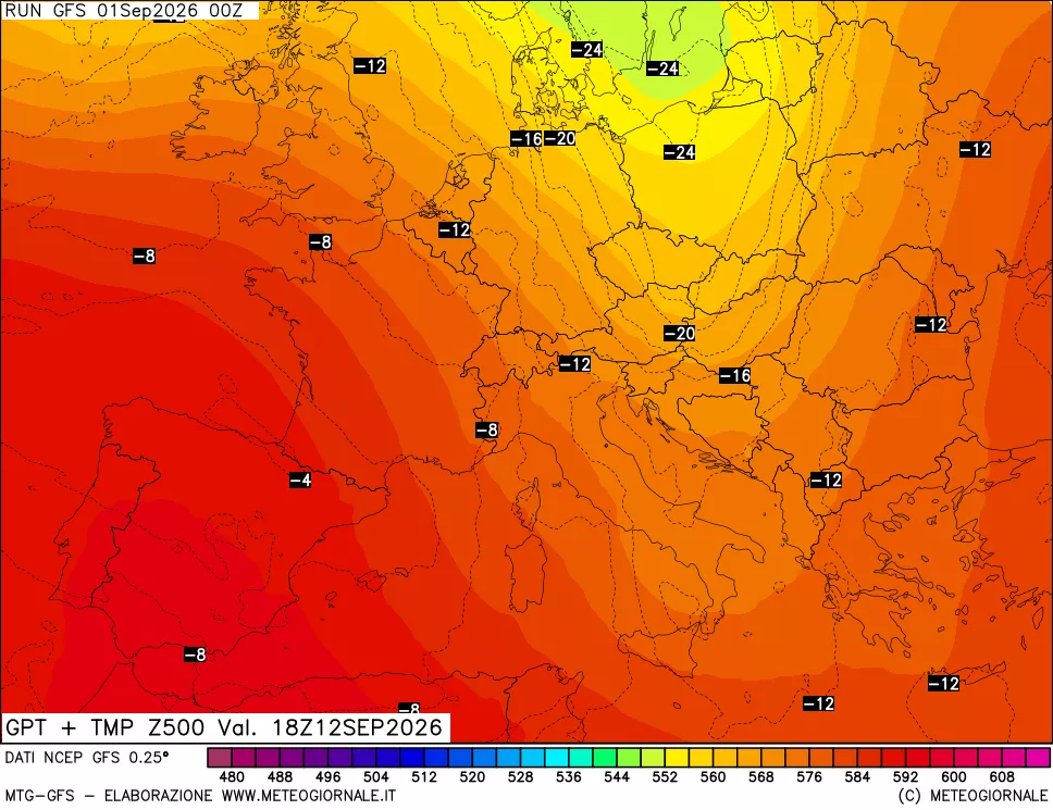 mappa 500 hPa GPT + Temp