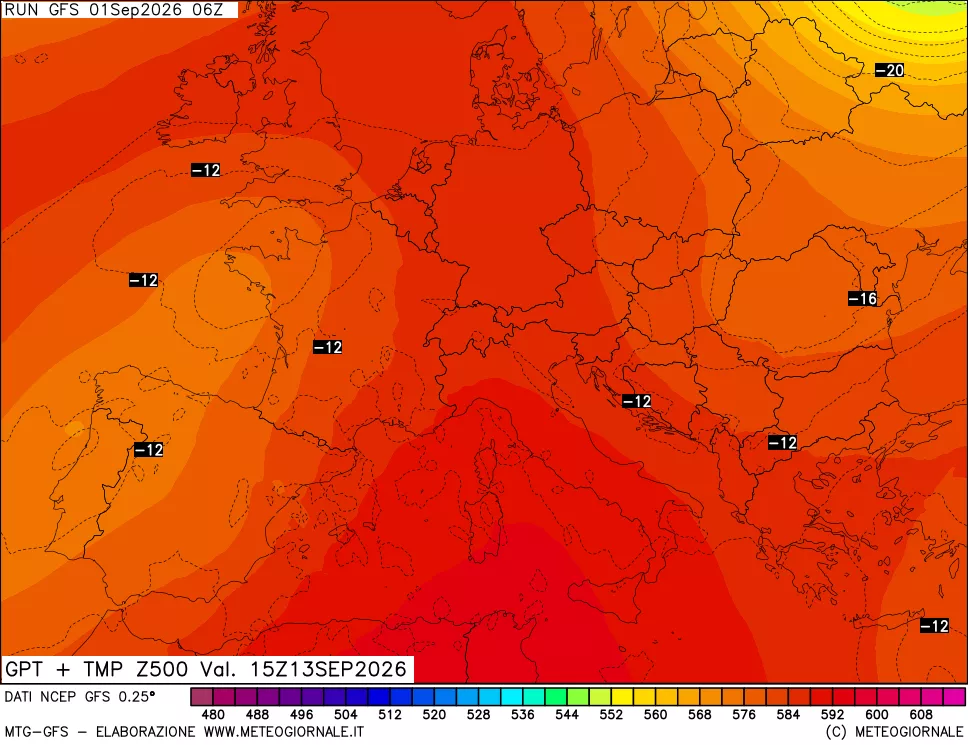 mappa 500 hPa GPT + Temp