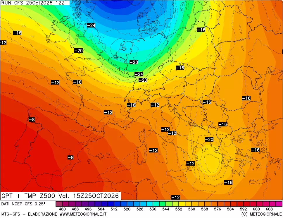 mappa 500 hPa GPT + Temp