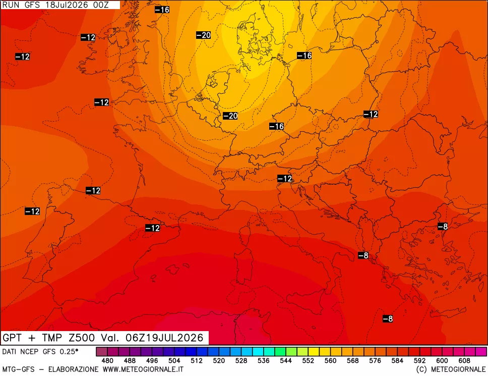 mappa 500 hPa GPT + Temp