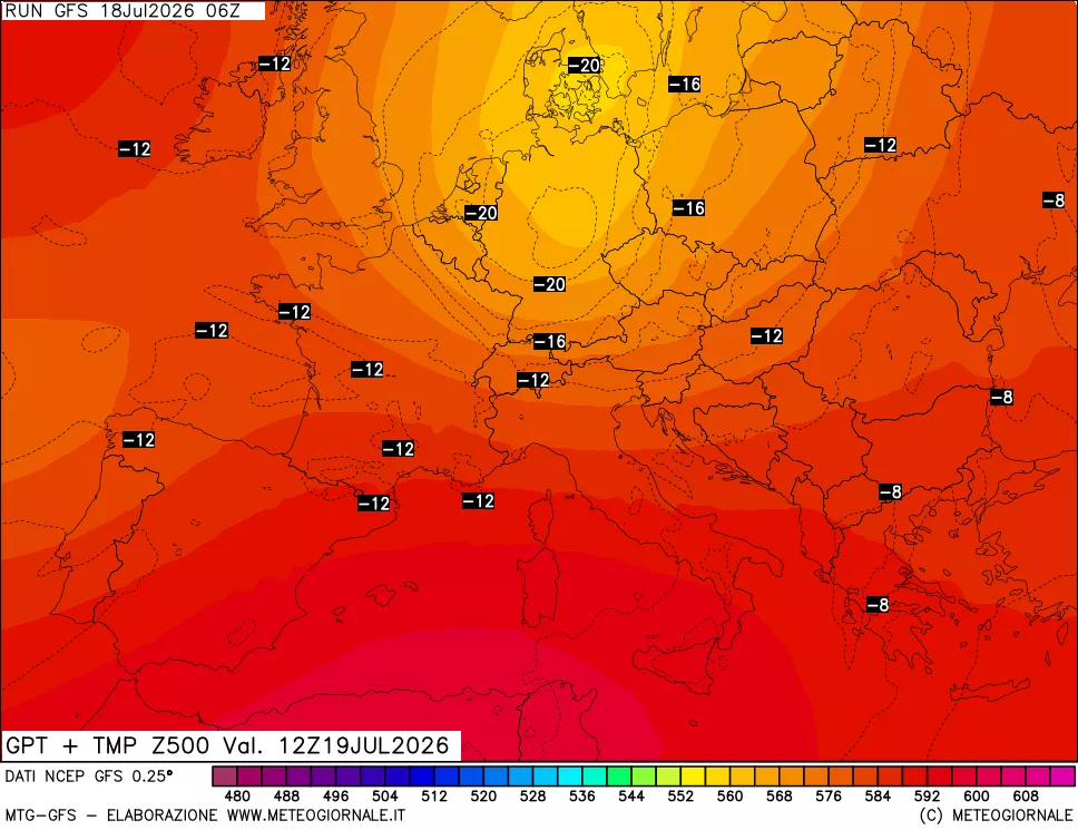 mappa 500 hPa GPT + Temp