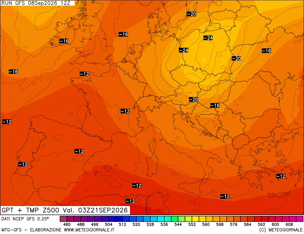 mappa 500 hPa GPT + Temp