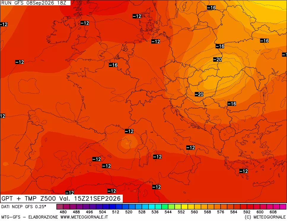 mappa 500 hPa GPT + Temp