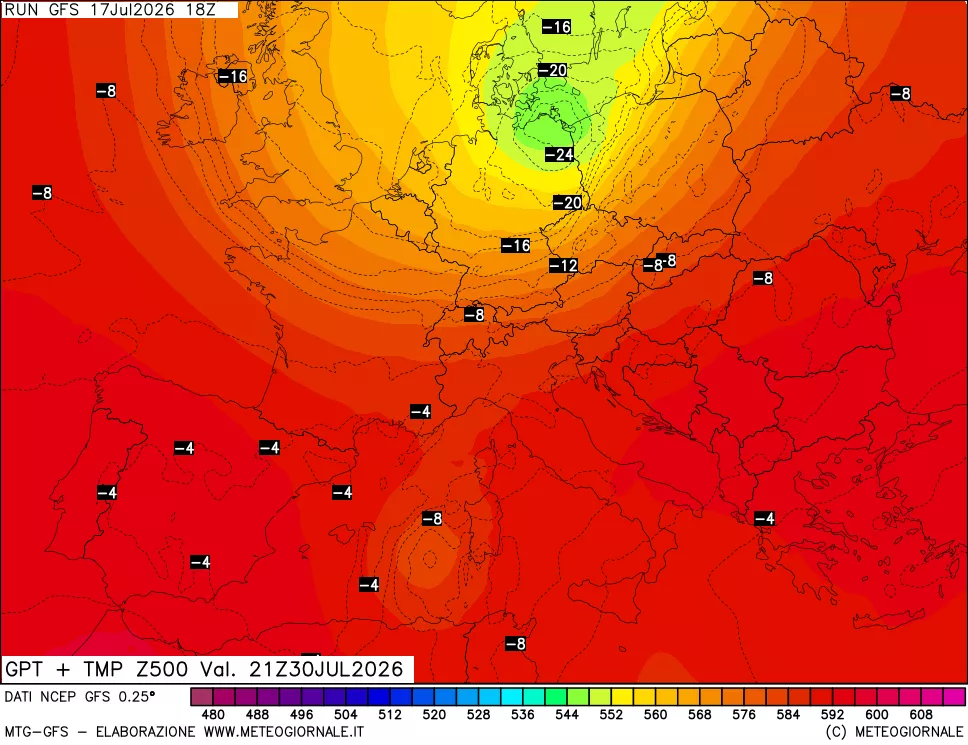 mappa 500 hPa GPT + Temp