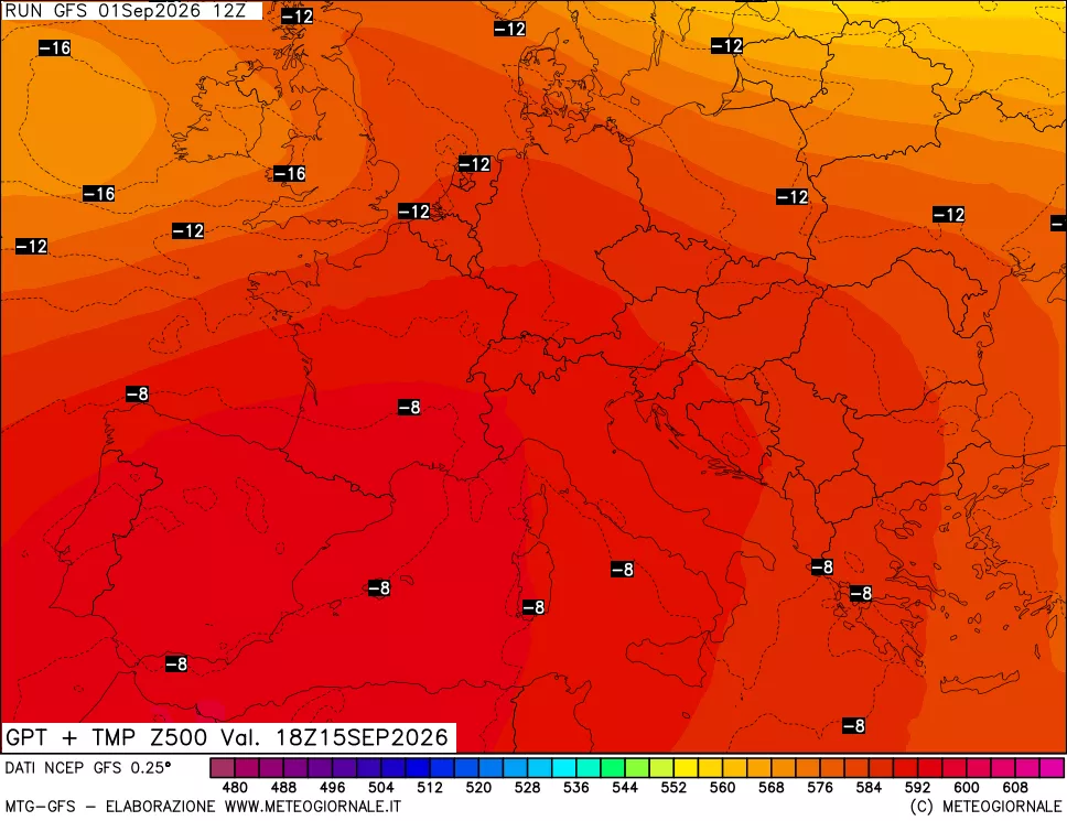 mappa 500 hPa GPT + Temp