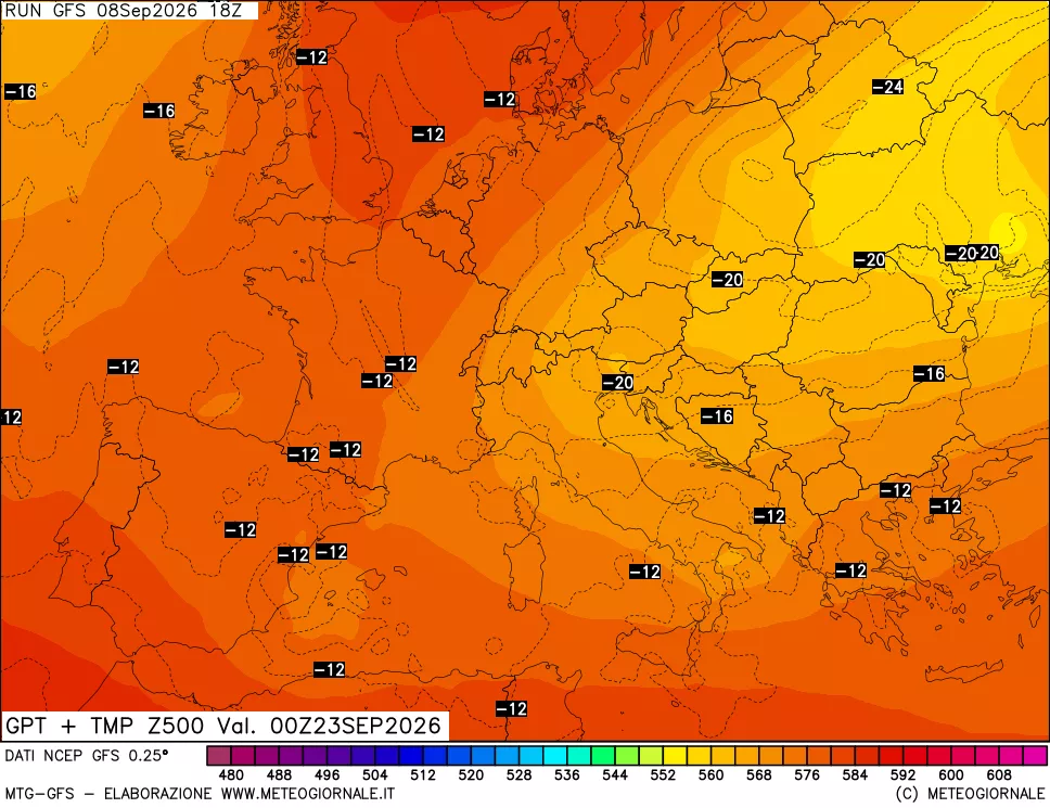 mappa 500 hPa GPT + Temp
