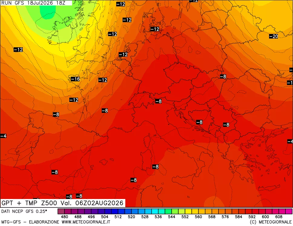 mappa 500 hPa GPT + Temp