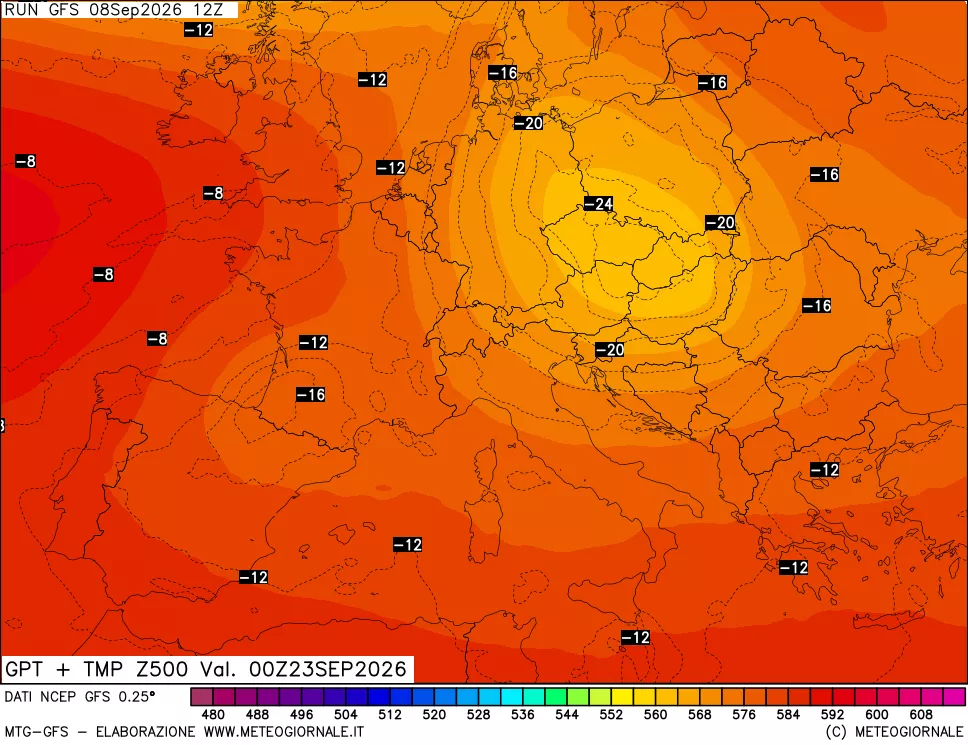 mappa 500 hPa GPT + Temp