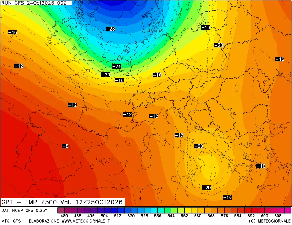mappa 500 hPa GPT + Temp