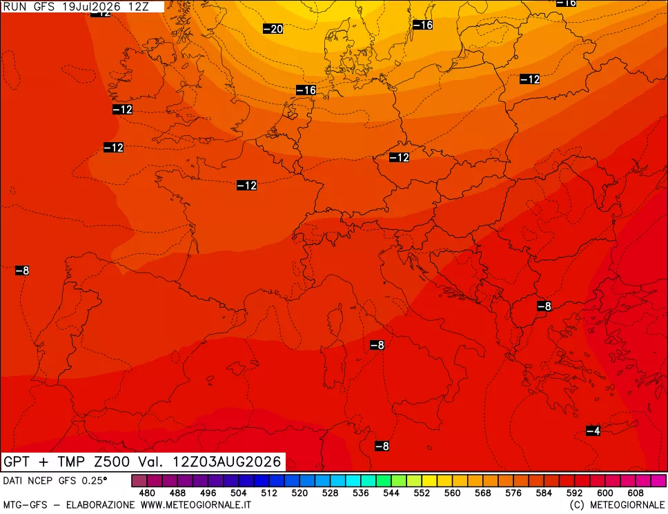 mappa 500 hPa GPT + Temp