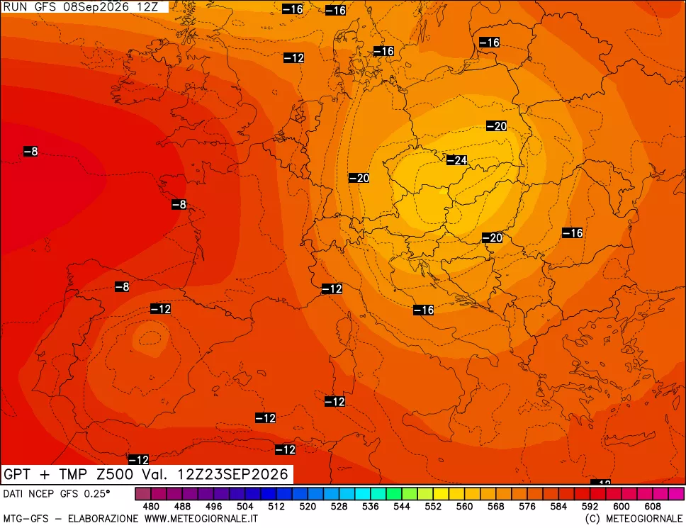 mappa 500 hPa GPT + Temp