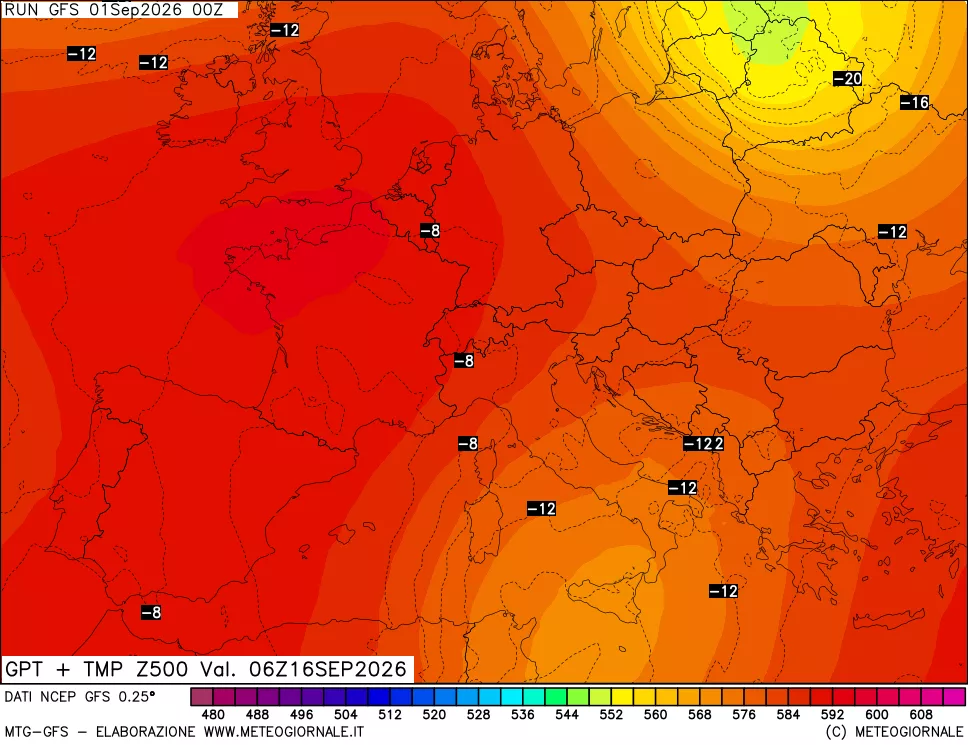 mappa 500 hPa GPT + Temp