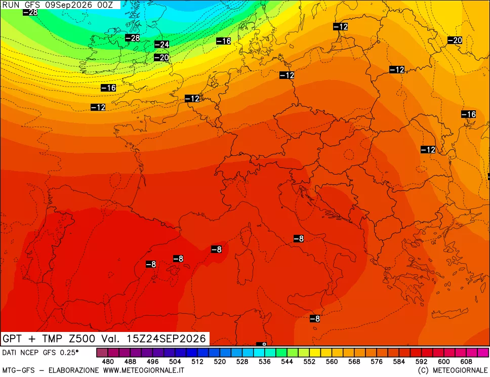 mappa 500 hPa GPT + Temp