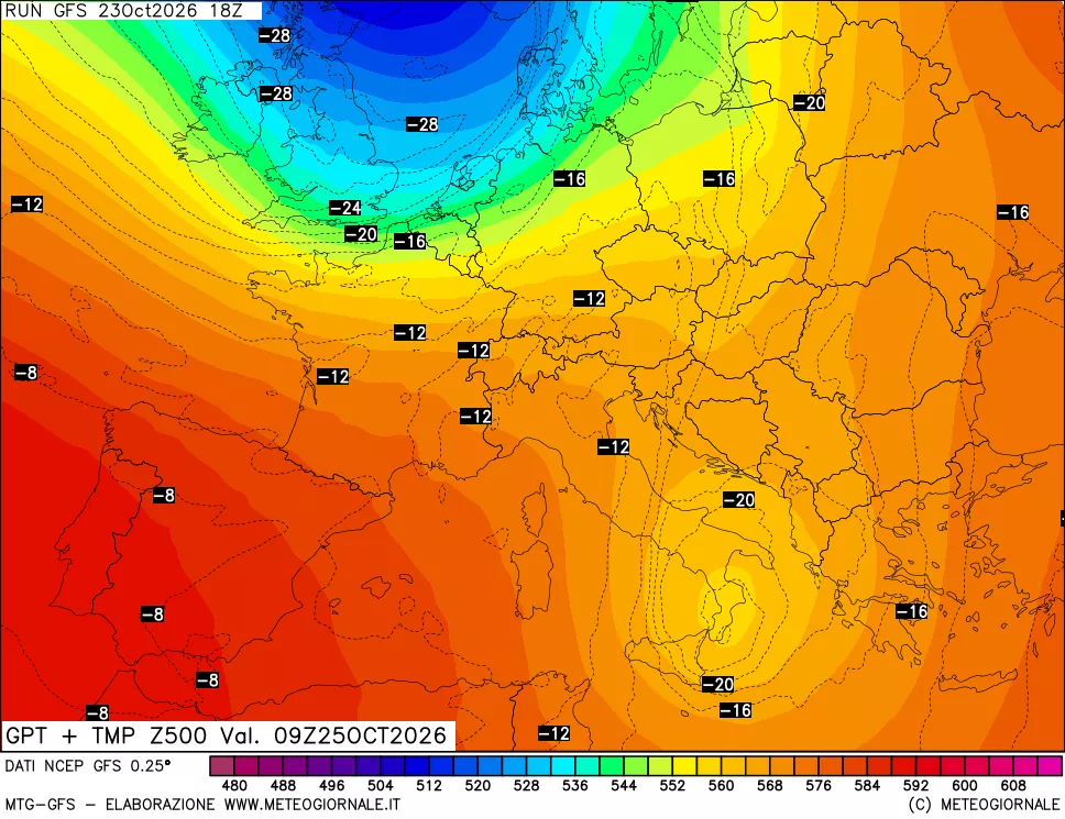 mappa 500 hPa GPT + Temp