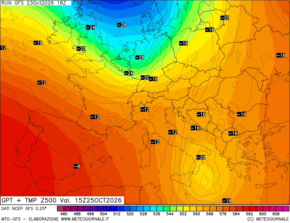 mappa 500 hPa GPT + Temp