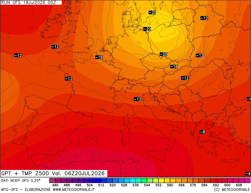 mappa 500 hPa GPT + Temp