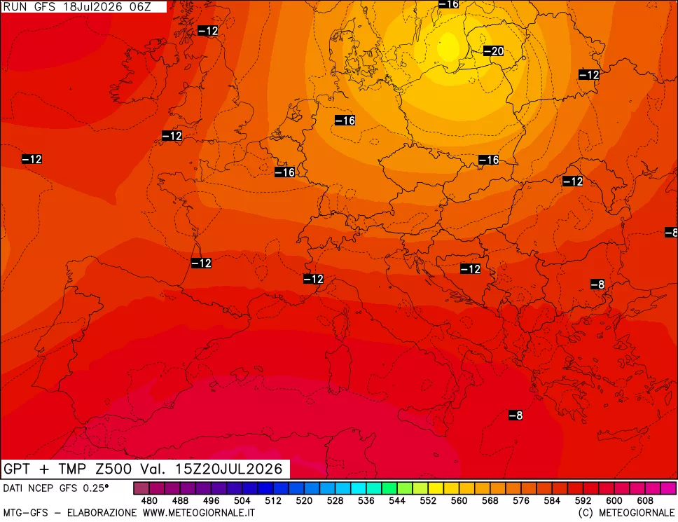 mappa 500 hPa GPT + Temp