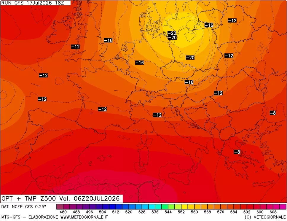 mappa 500 hPa GPT + Temp