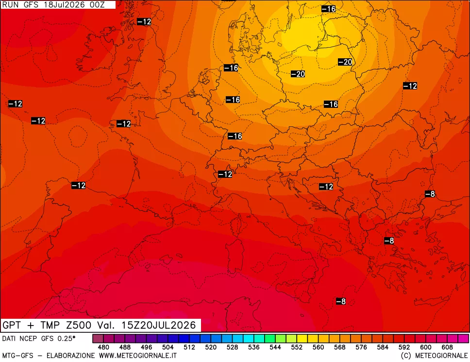 mappa 500 hPa GPT + Temp