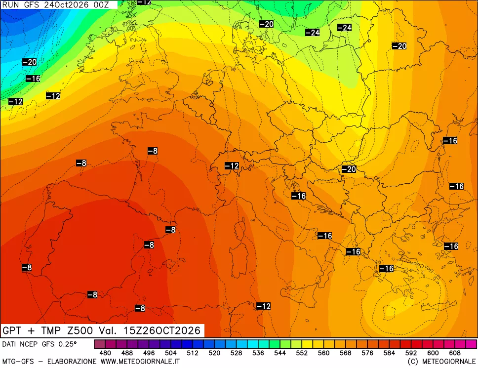 mappa 500 hPa GPT + Temp
