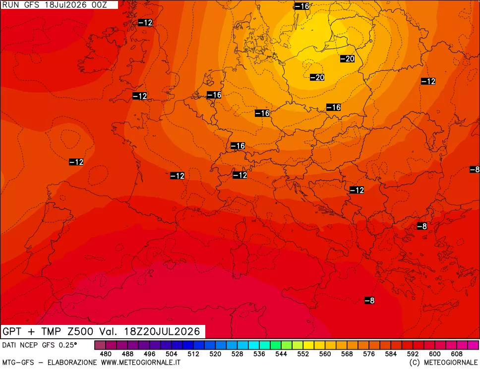 mappa 500 hPa GPT + Temp