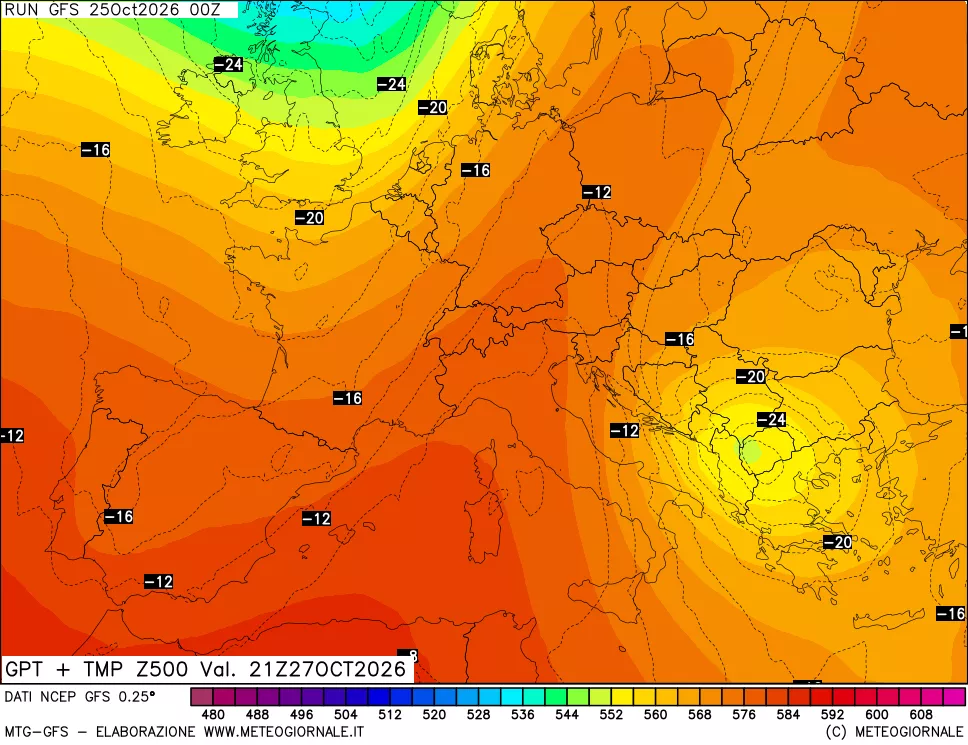 mappa 500 hPa GPT + Temp