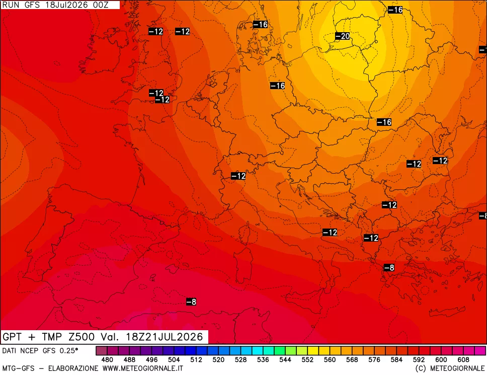 mappa 500 hPa GPT + Temp
