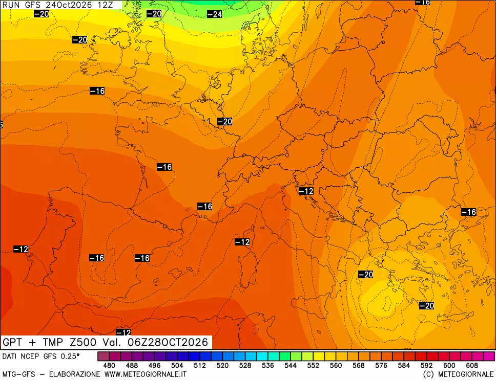 mappa 500 hPa GPT + Temp