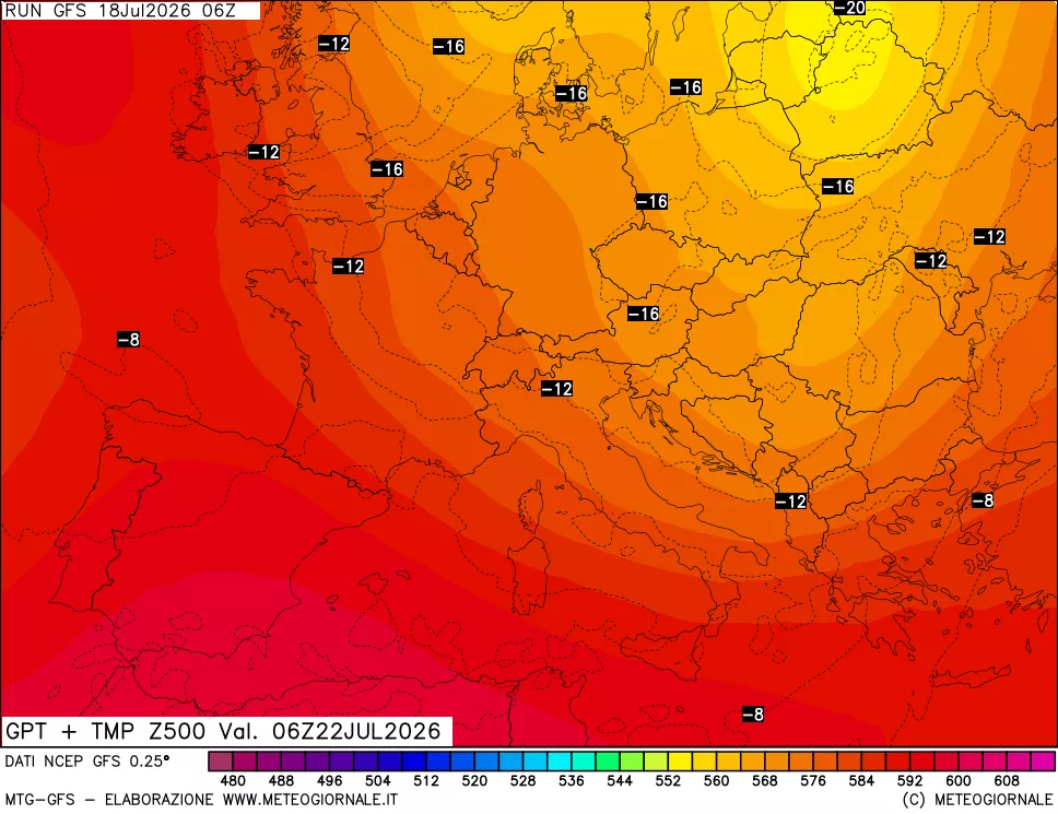 mappa 500 hPa GPT + Temp