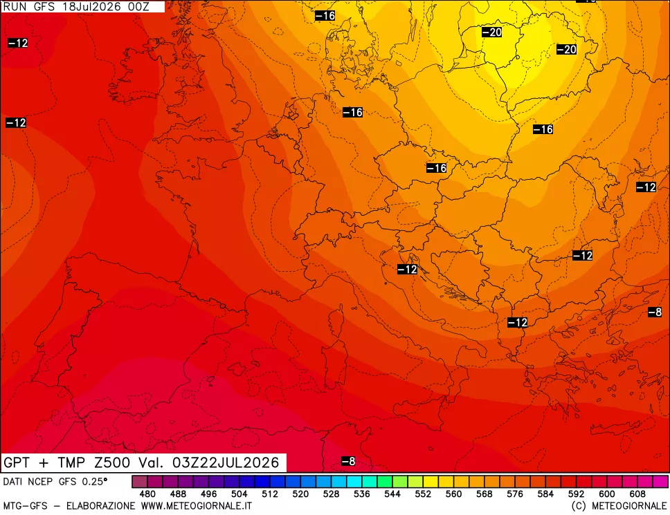 mappa 500 hPa GPT + Temp