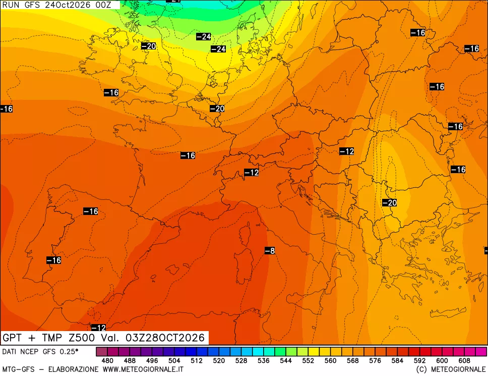 mappa 500 hPa GPT + Temp