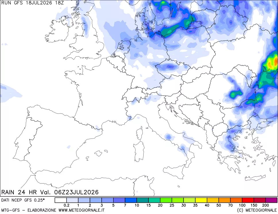 mappa Precipitazioni 24 ore precedenti