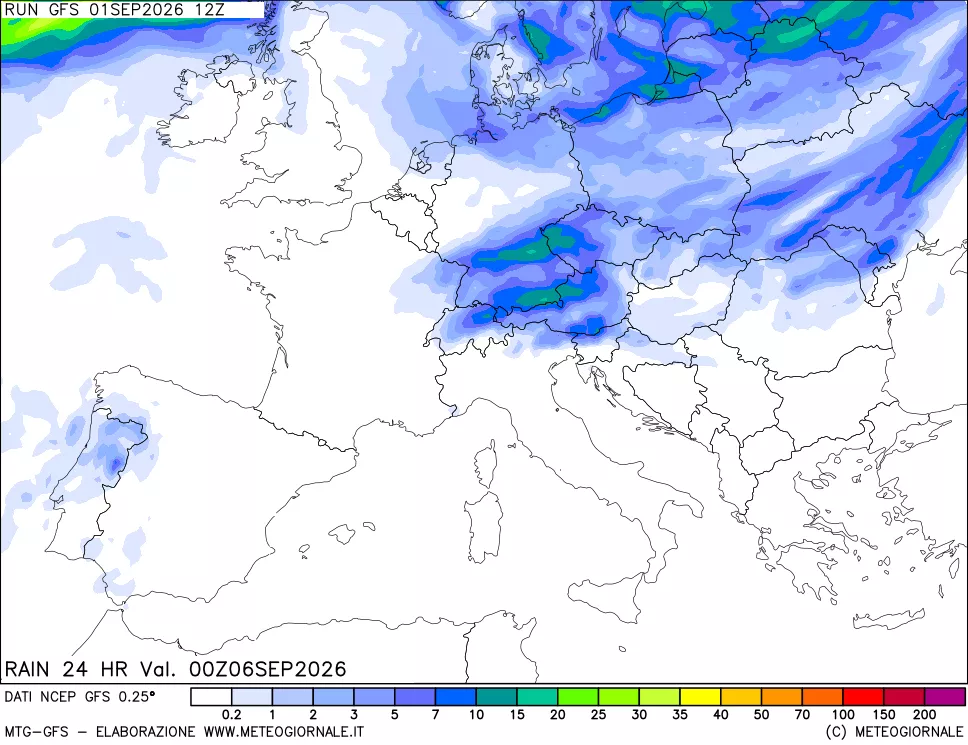 mappa Precipitazioni 24 ore precedenti
