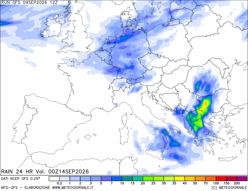 mappa Precipitazioni 24 ore precedenti