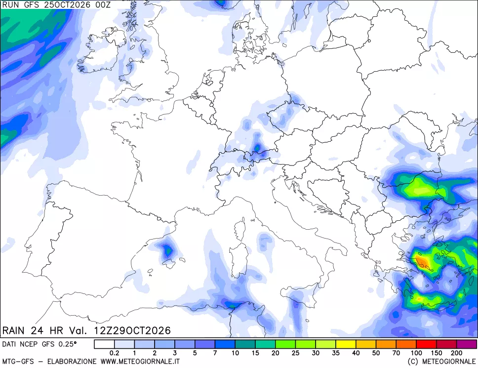 mappa Precipitazioni 24 ore precedenti