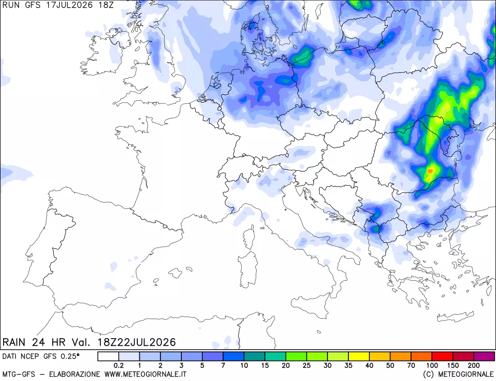 mappa Precipitazioni 24 ore precedenti