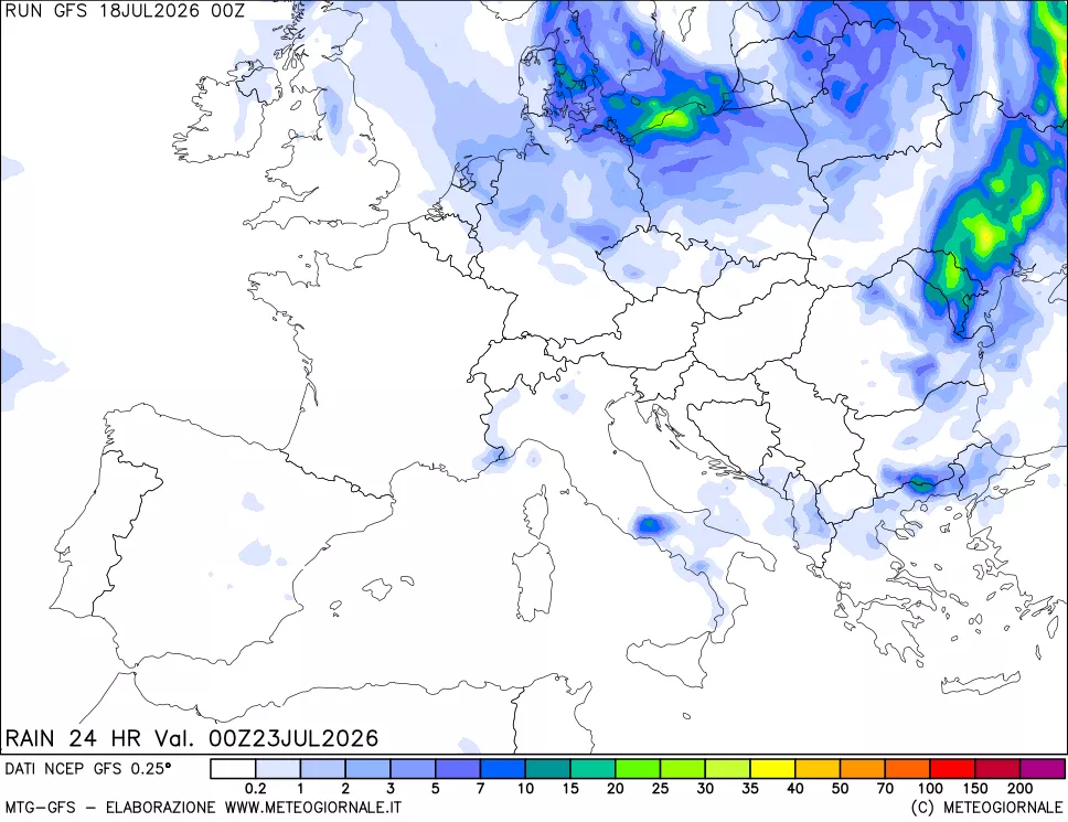 mappa Precipitazioni 24 ore precedenti
