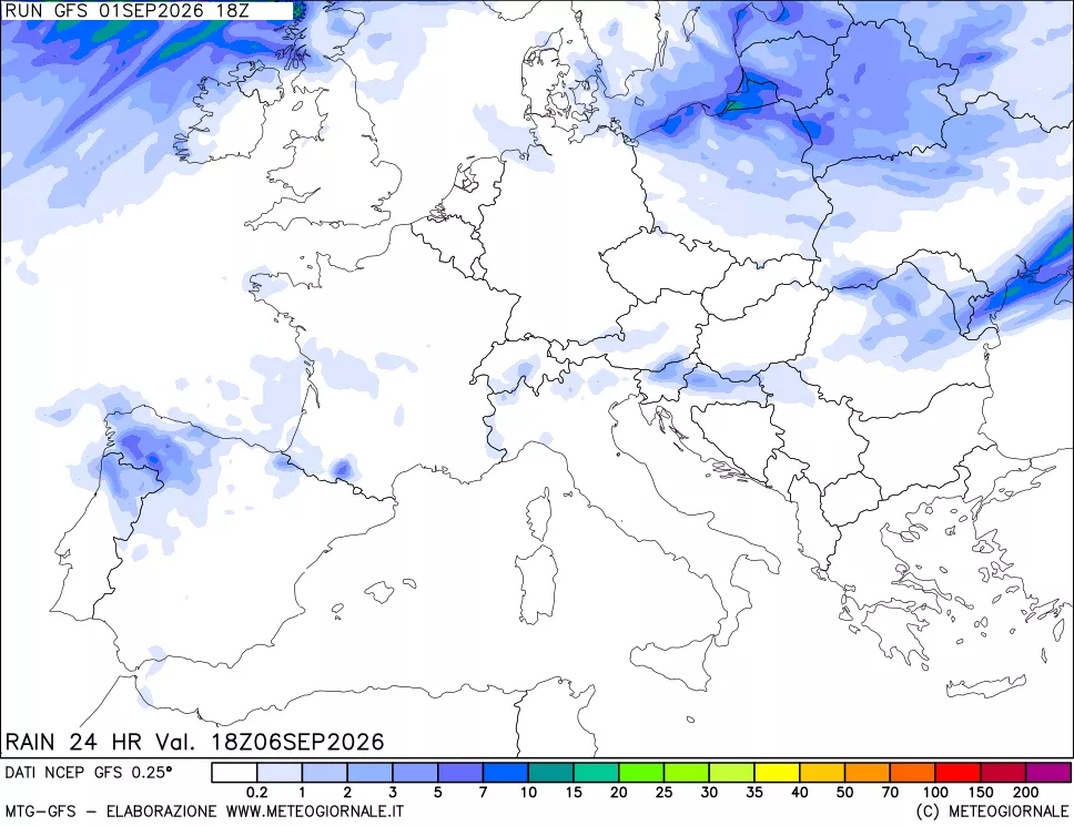 mappa Precipitazioni 24 ore precedenti