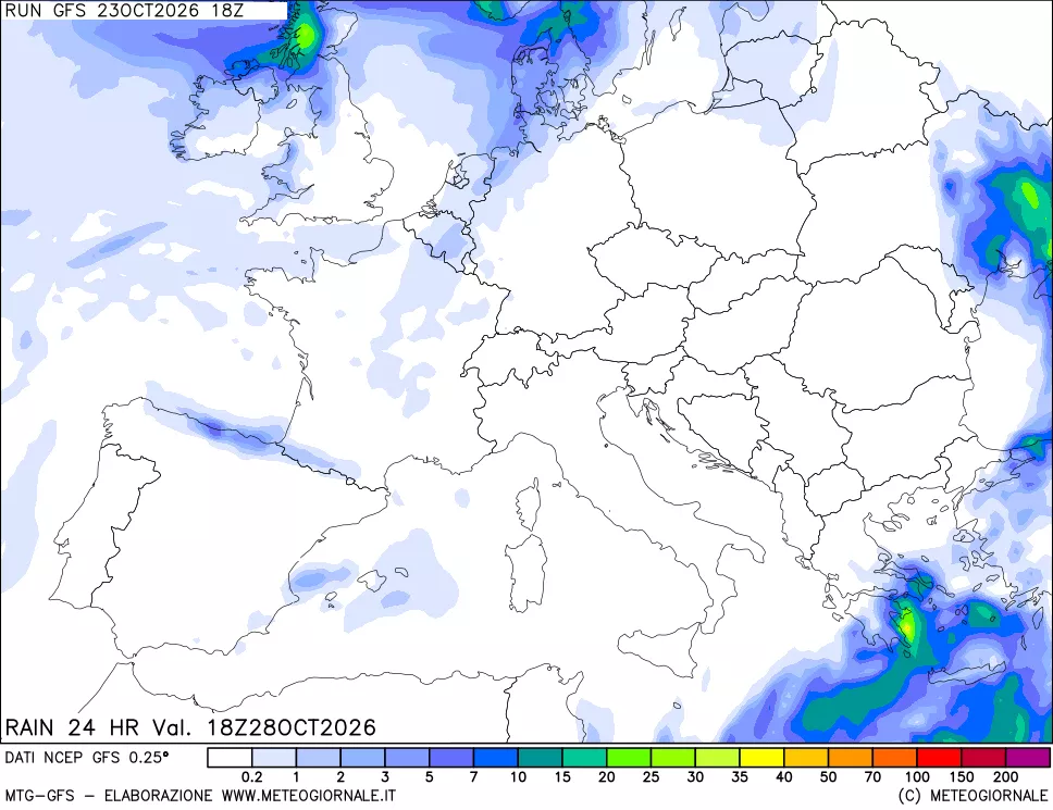 mappa Precipitazioni 24 ore precedenti